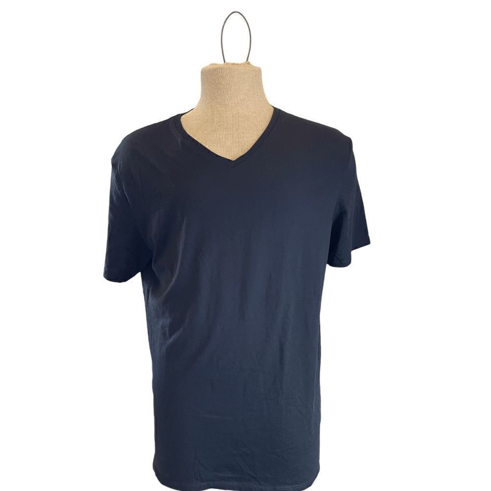 Lacoste T-Shirt Logo Bottom V Neck Sz XXL 100% Cotton Black